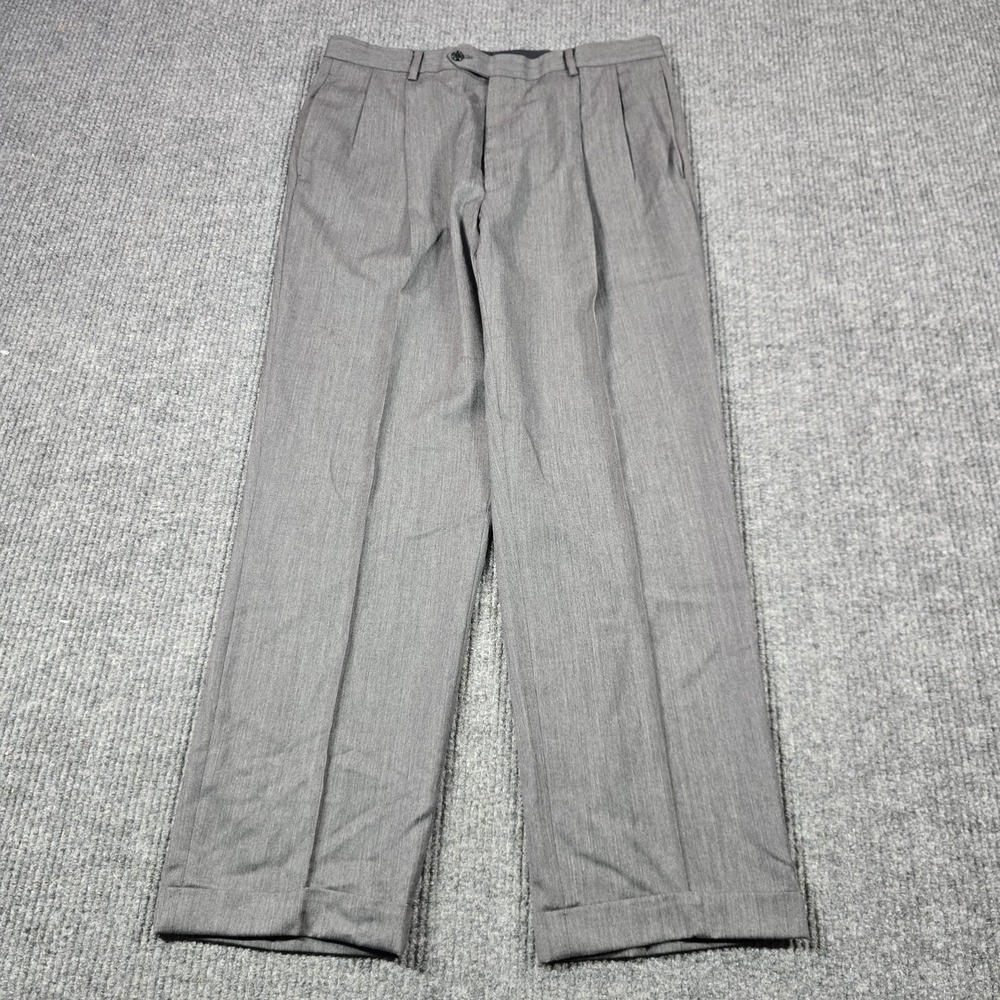 Jos A Bank Signature Collection Suit Mens 41L 35L Wool Gray‎ Herringbone 2pc - Picture 9 of 16